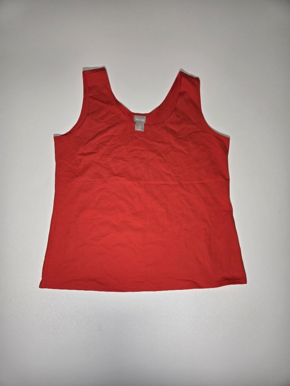 Chicos Travelers Red Microfiber Tank Top Size 2 (US L) Sleeveless Scoop Neck